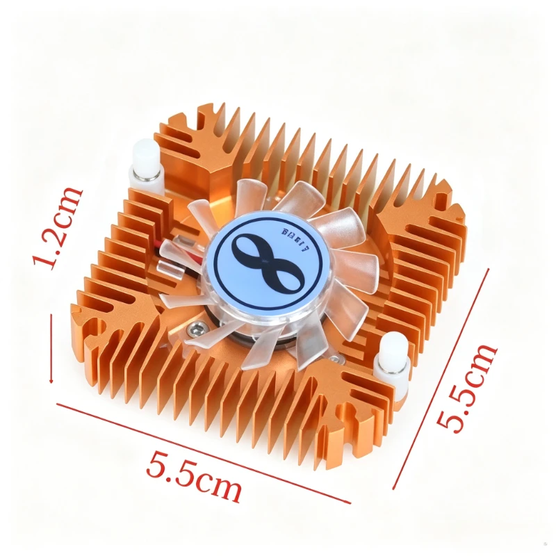 55mm 2Pin Gold Aluminum Graphics Card Cooling Fan Heatsink Quiet CPU VGA Cooler Desktop PC Computer Replacement Cooling Parts