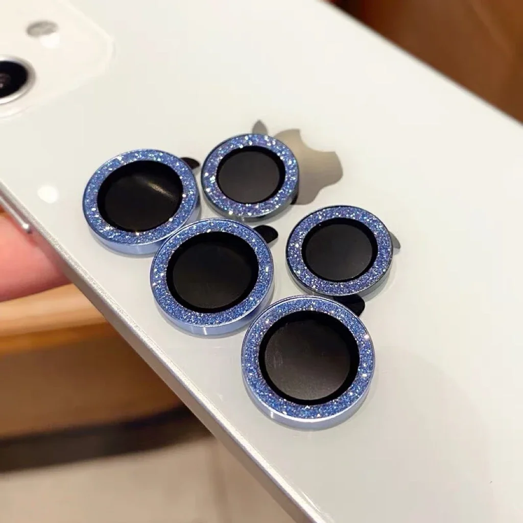 2-3 Stuks Voor Iphone 16 15Pro Max Camera Film Camera Lens Bescherming Lens Metalen Glitter Ring Protector glas Voor Iphone 12 13 Mini