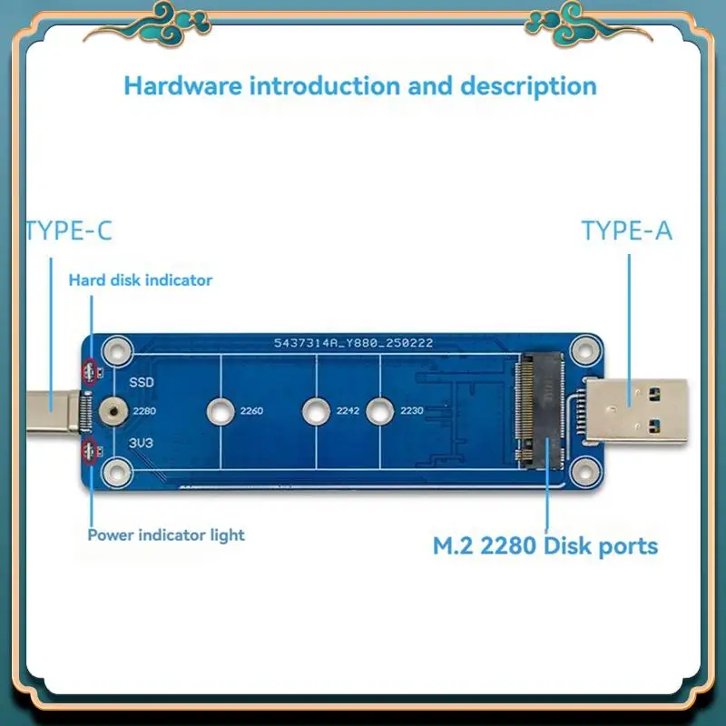 (New)-M2 SSD Adapter Nvme Enclosure M.2 To USB3.2 Case For NVME PCIE M Key SSD NVME To USB3.0/TYPE-C Converter