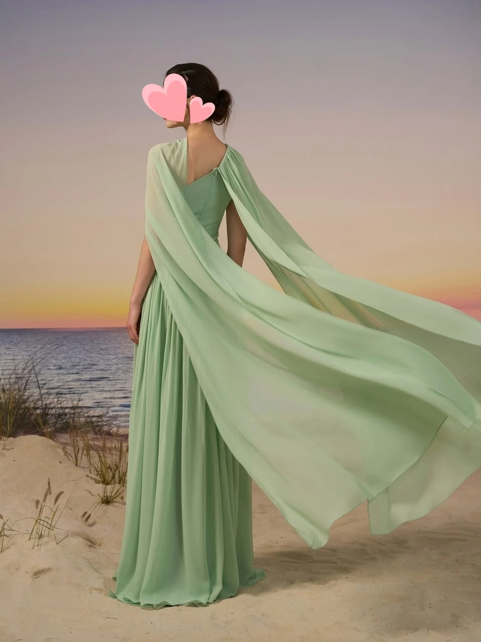 Oisslec Dress Elegant Vintage Sweet Green Beads Chiffon Ruffle Ribbon Customized Formal Occasion Prom Dress Evening Party Gowns