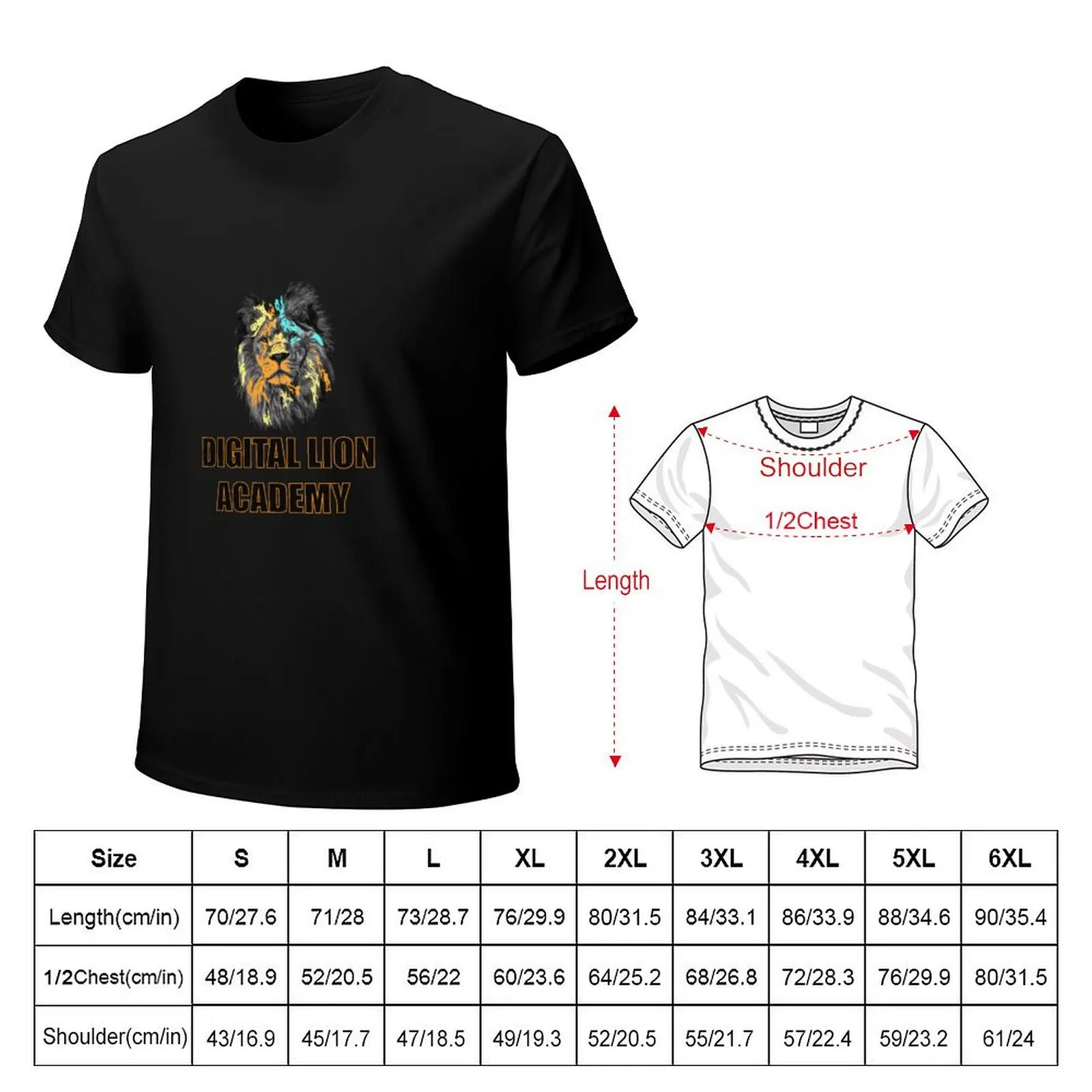 Digital Lion Academy T-Shirt funny costumes hippie clothes oversized t shirts for men