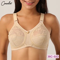 Breathable Comfortable Wireless Plus Size Bras Full Coverage Bra No Wire Woman Brassiere No Foam Bralette Lace Bra Big Breasts