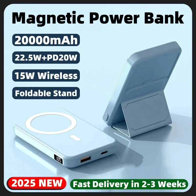 

2025 New Magnetic Power Bank 20000mAh 22.5W Super Fast Charger For Apple iPhone Samsung Wireless Powerbank External Battery Pack