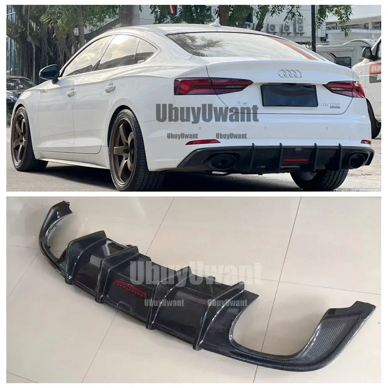 For Audi A5 S line S5 SPORT 2017 2018 2019 Carbon fiber rear bumper rear lip diffuser Exhaust plate separator view 6