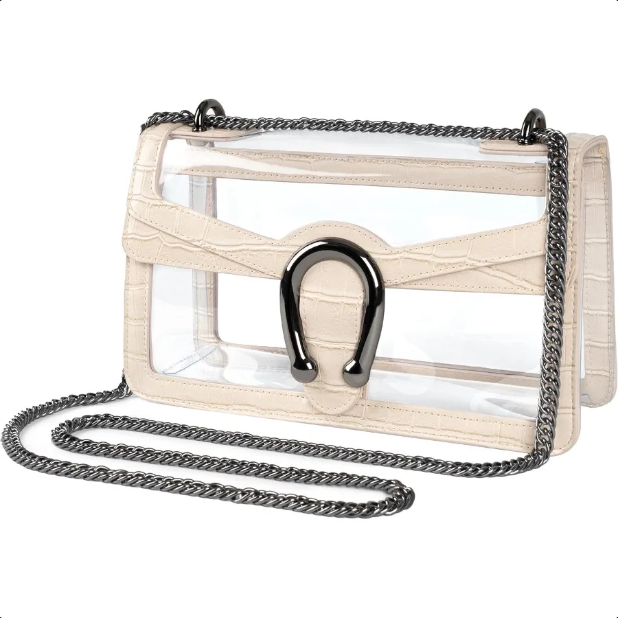 

Joryin Women's Stadium Appd Crossbody Bag for Women Small Clear Bag Shoudler Purse with Chain Strap
