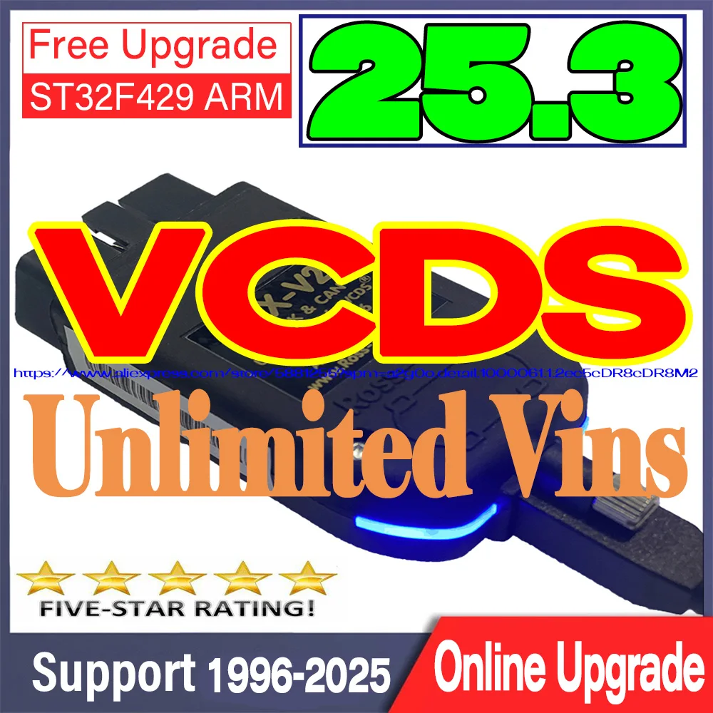 NOVA atualização de diagnóstico V25.3 Real V2 VagCom on-line com VINS ilimitados Vag Com VAG HEX-V2 Função de codificação de interface USB VCDS TOOL