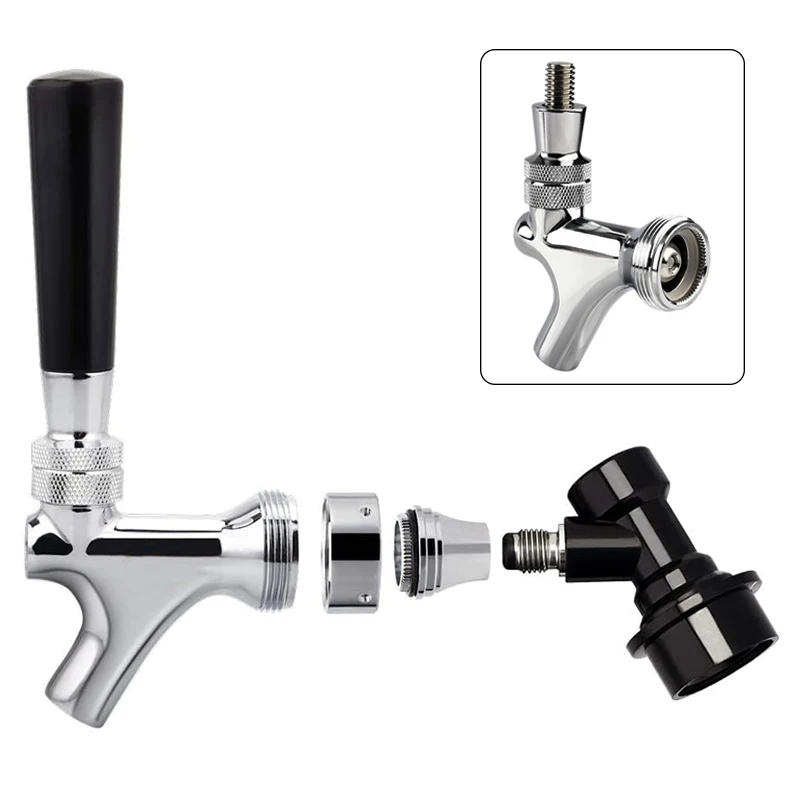 Craft Beer Tap with Liquid Ball Lock Quick Disconnect Assembly Home Brewing Beer Soda Kit Chrome Beer Faucet Taps