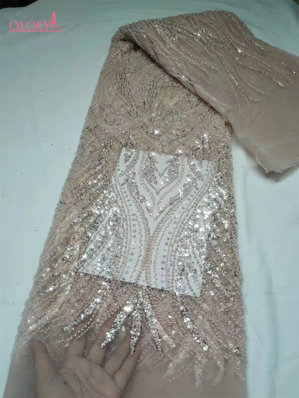 Tissu Africain NigWin avec Paillettes pour Robe de Mariée, Dentelle Perlée, Broderie Française, Mode Élégante