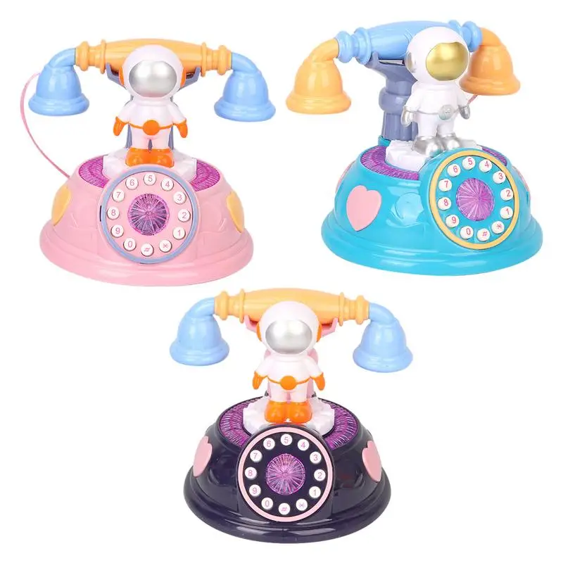 

Kids Landline Phone Toy Astronaut Children Plaything Pretend Landline Educational Fake Child Simulation Interactive Music Play