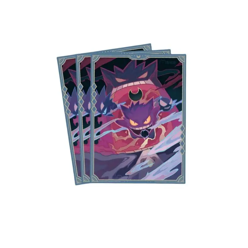 64Pcs/set Pokemon Gengar PTCG Cards Sleeve No Edge Locking Cards Pad 350X600X1.5Mm Card Box 60+ Indicator Game Props