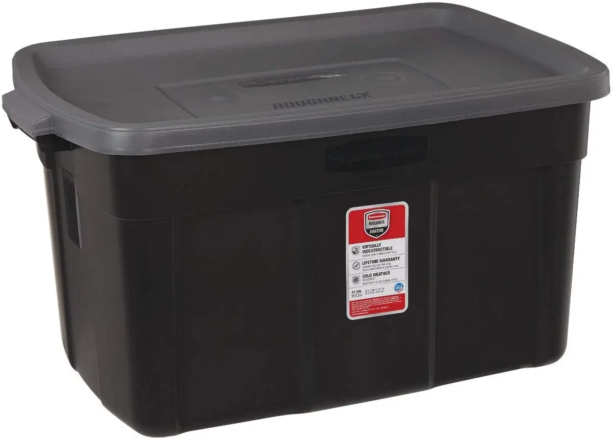 

RMRT310006 Tote, 31 Gallon, Black with Gray