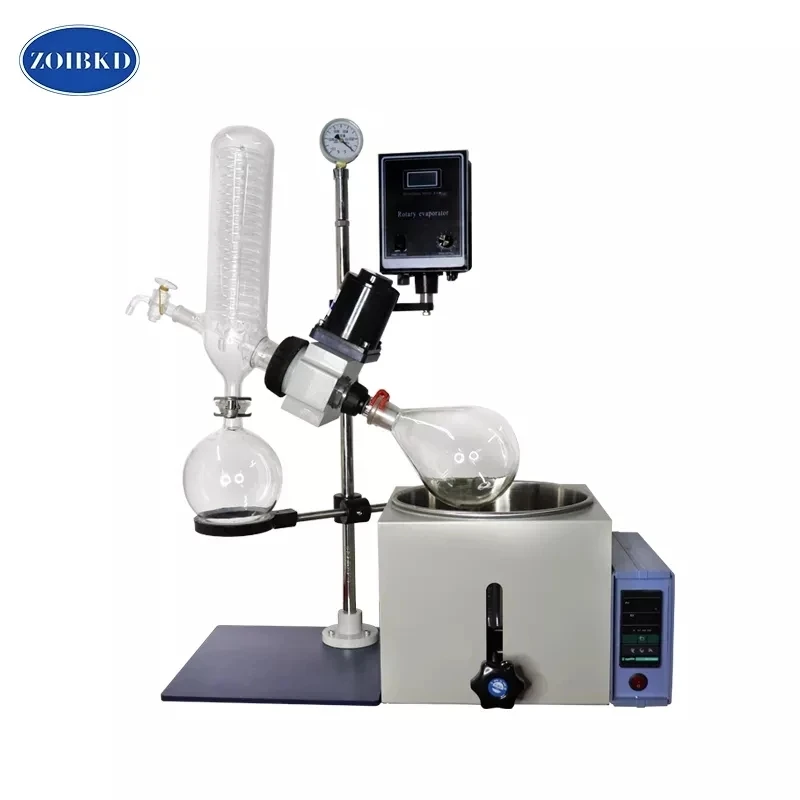 ZOIBKD Lab Rotary Evaporator Heating Bath Evaporation Apparatus Vacuum Distillation （RE-201D 220V/110V 0-120rpm 2L）