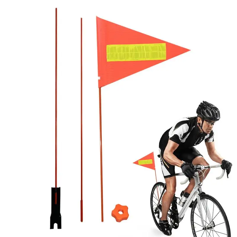 1 set of Bicycle Safety Flag Bike Safety Triangular Flag Waterproof Flag with Pole Mounting Bracket Bike Flag Safety Flag