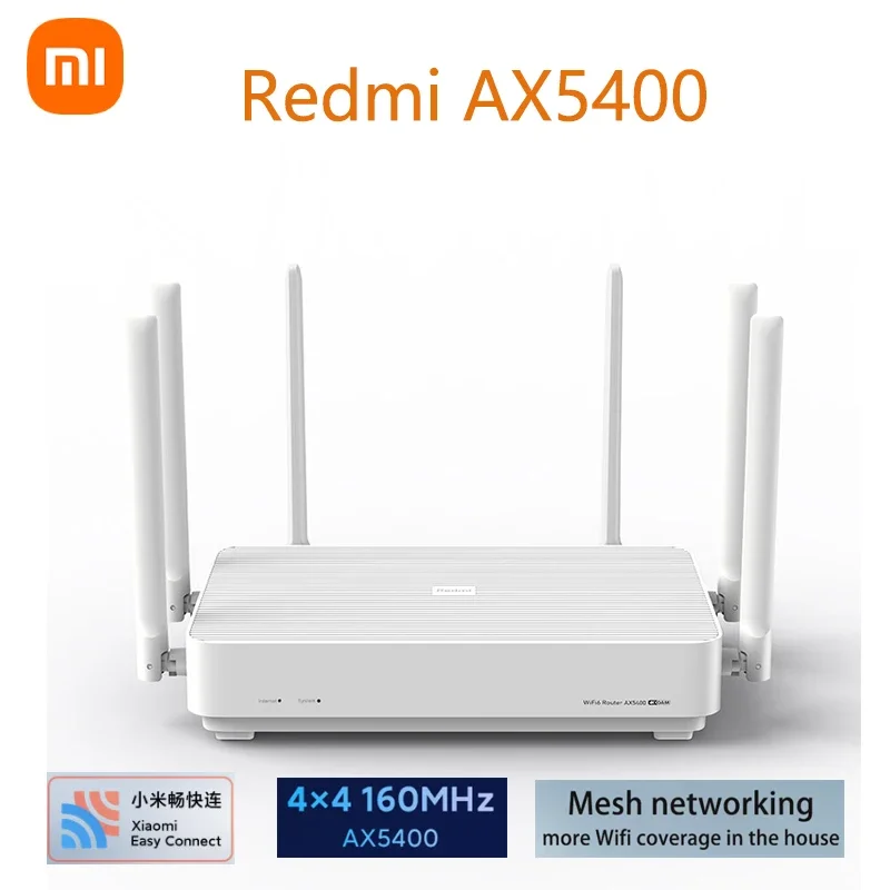 Xiaomi Redmi AX5400 Wifi Router Mesh System WiFi 6 4K QAM 160MHz High Bandwidth 512MB Memory for Home Work With Xiaomi App