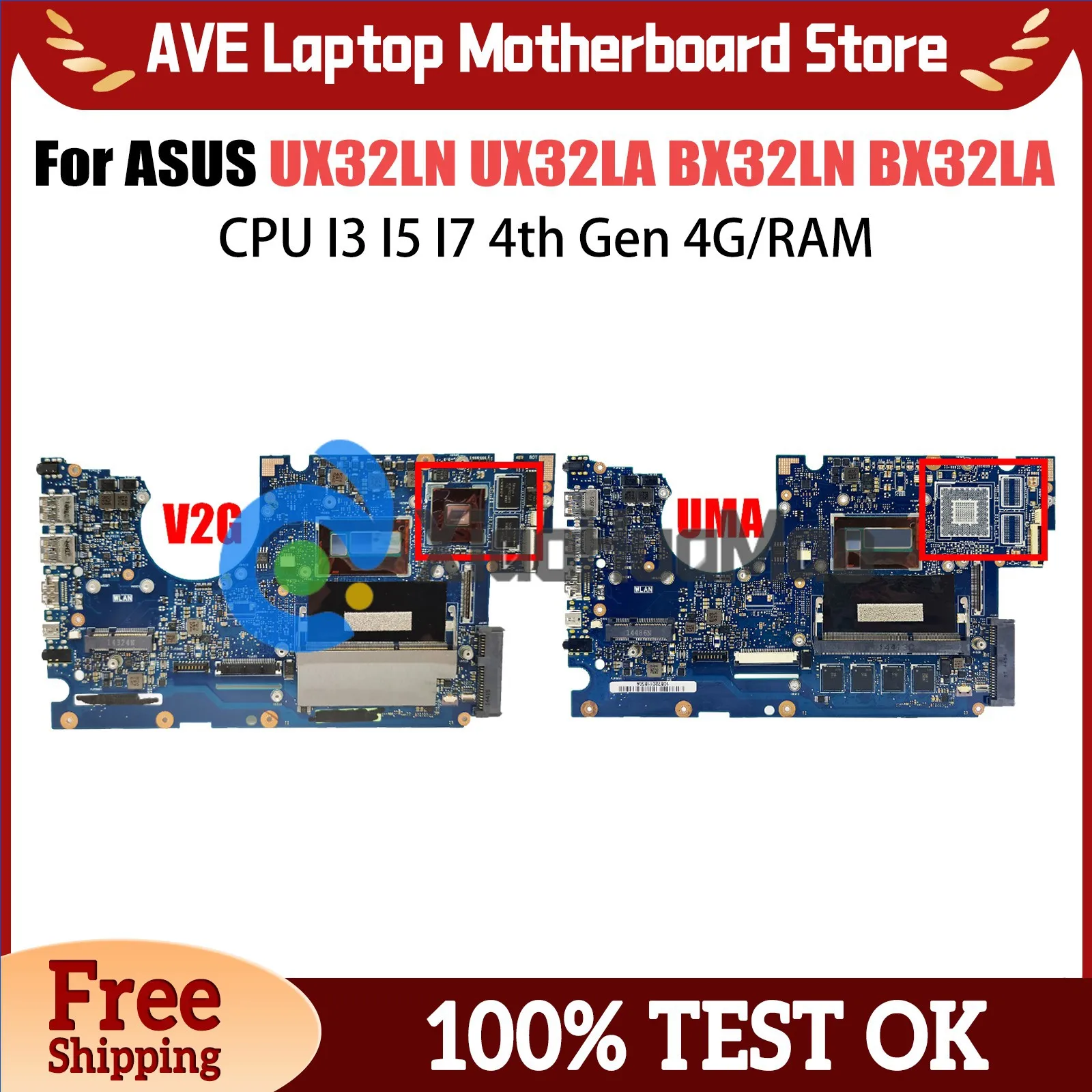 

UX32L Notebook Mainboard For ASUS UX32LN UX32LA BX32LN BX32LA UX32LA-LN Laptop Motherboard CPU I3 I5 I7 4th Gen 4G/RAM GT840M