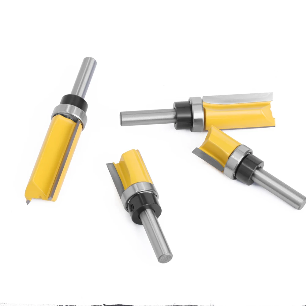LAVIE Bearing Guided Flush Trim Router Bit Set 8mm Shank 4PCS Wood Milling Cutter Pattern Tool For Woodworking MC02212T4A