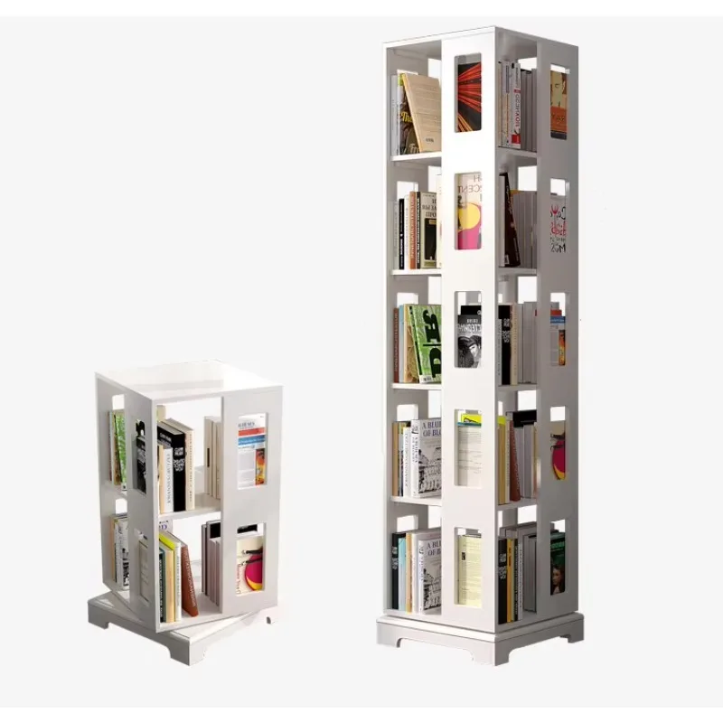 Solid Wood Rotating Bookshelf 360 Degree Bookcase Storage Bookcase Student Home Children's Creative Floor Rack Multi-Layer