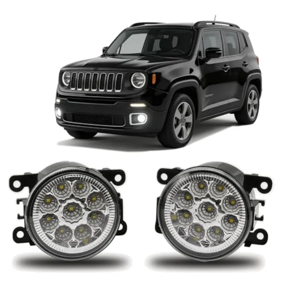 

Fog Light Lamp 3.5 Inch Pair For 2015-2018 Jeep Renegade Clear Lens Bumper Replacement, 45W, 6000k, pack of 2