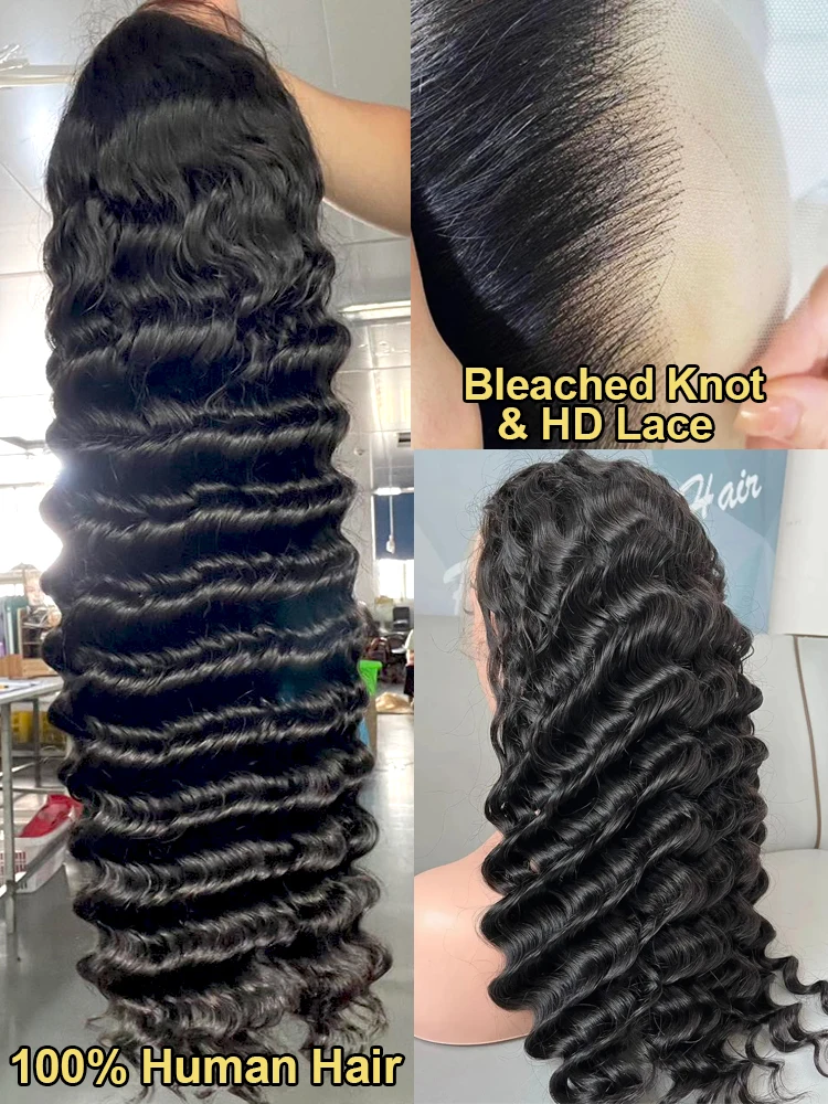 40 بوصة فضفاض موجة عميقة 360 HD الدانتيل أمامي خصلات الشعر المستعار الإنسان 300 الكثافة البرازيلي مجعد موجة المياه 13x6 الدانتيل شعر مستعار أمامي قطعها مسبقا #2