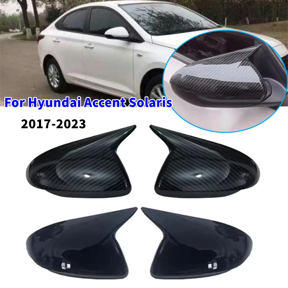 

For Hyundai Accent Solaris 2017-2023 No Light ABS Car Rearview Side Mirror Cover Wing Cap Exterior Door Trim Adhesive Sticker