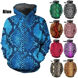 Men Hoodie 3D Printing Snake Skin Pattern Sweatshirts For Men Women Casual Plus Size Pullover Print Hoodies Streetwear Tops