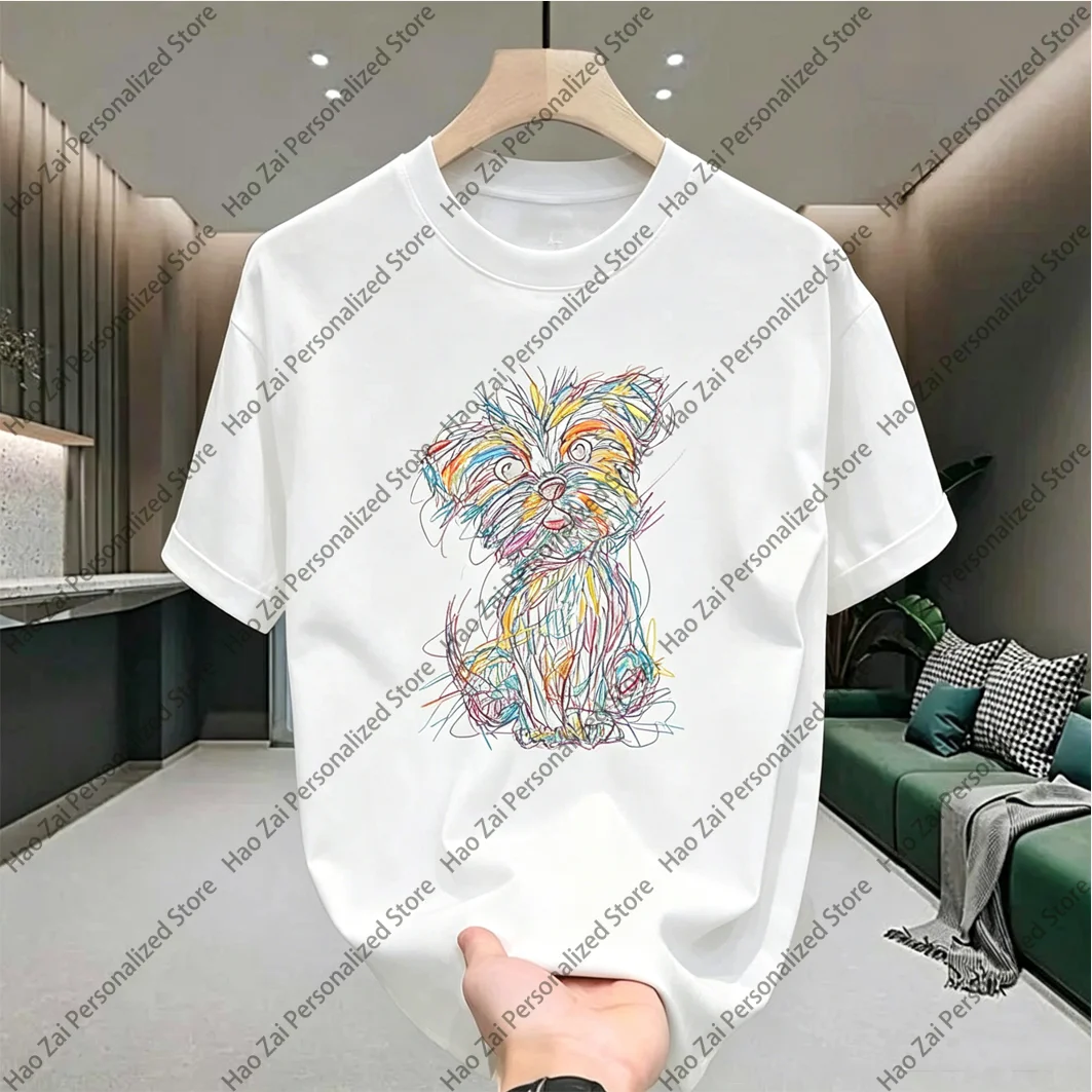 

New 100% cotton casual short-sleeve T-shirts for children and adults—relaxed-fit couples' sets and family matching outfits