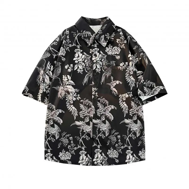 

M-5XL Plus Size 2024 Men's Fashion Patinting Printed Short-sleeved Shirt Men's Hawaiian Shirt Single Breasted Clothing XXXXXL