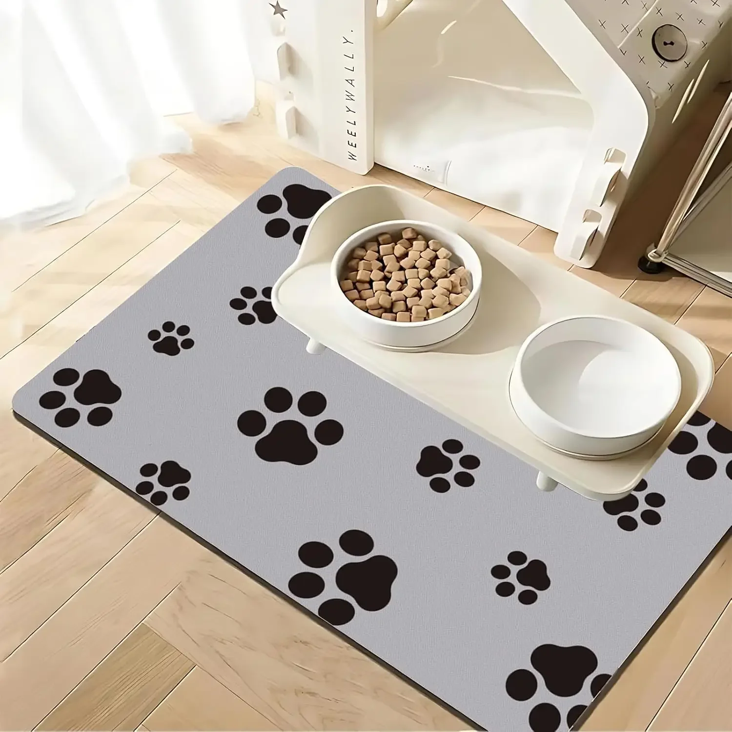 

Dog Food Mat Absorbent Dog Mat for Food and Water No Stains Quick Dry Cat Dog Food Bowl Mat Non Skid Dog Feeding Mat