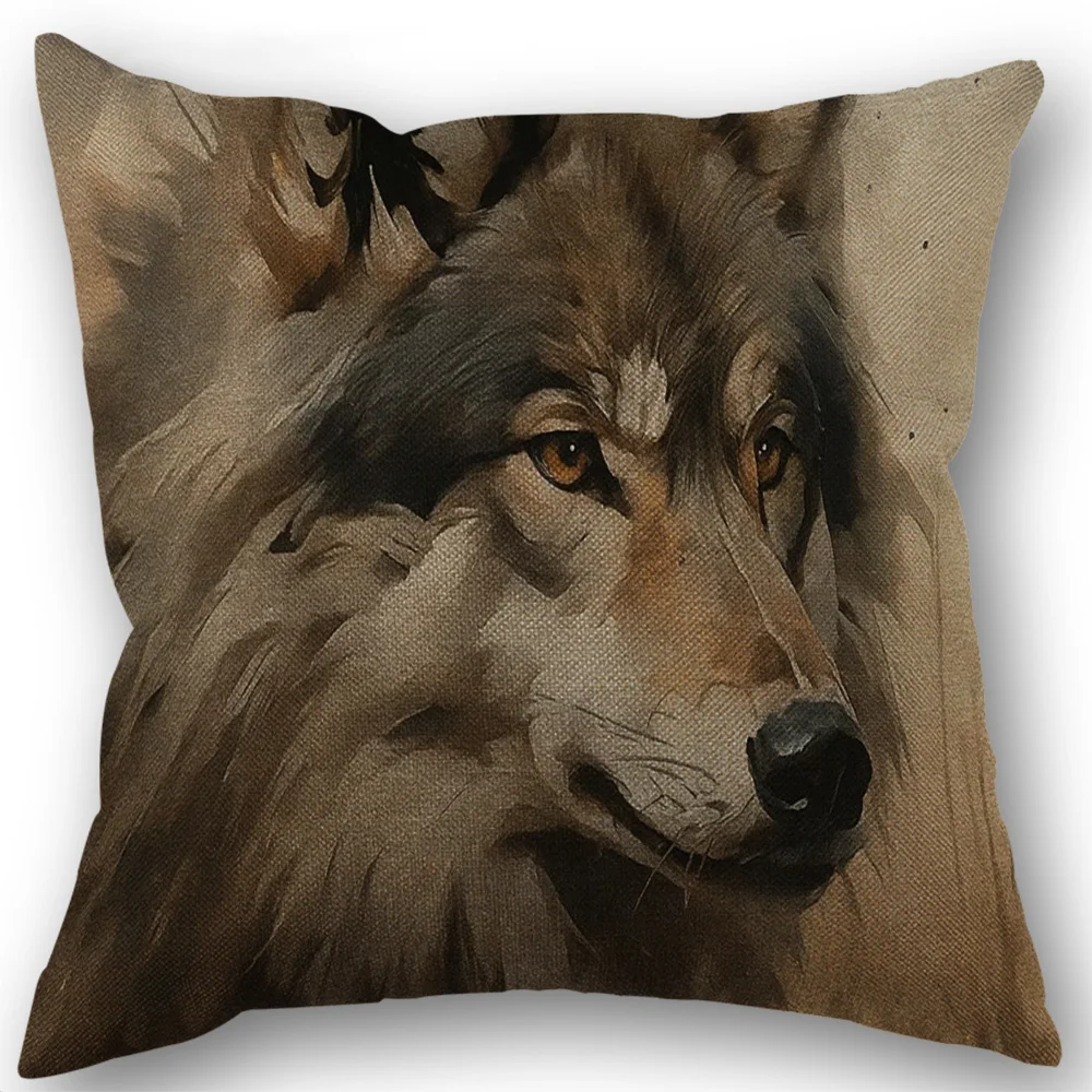 

Wolf Print Pillow Cover Farm Truck And Floral Pattern Cushion Cover Spandex For Bedroom Living Room Holiday Decoration7.3