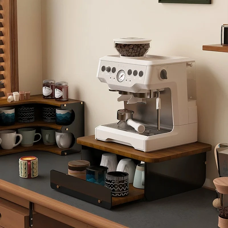 

Coffee Machine Stand Desktop Organizer, Wooden Coffee Maker Shelf for Accessories & Mugs, Home Kitchen Counter Space-Saving Rack