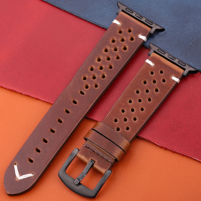 DUTRIEUX Armband Für Apple Uhr Band 44mm 45mm 40mm 41mm 42mm 38mm Öl Wachs Kuh lederband Frauen Männer Iwatch Serie 7 6 5 4 Se Gürtel 8