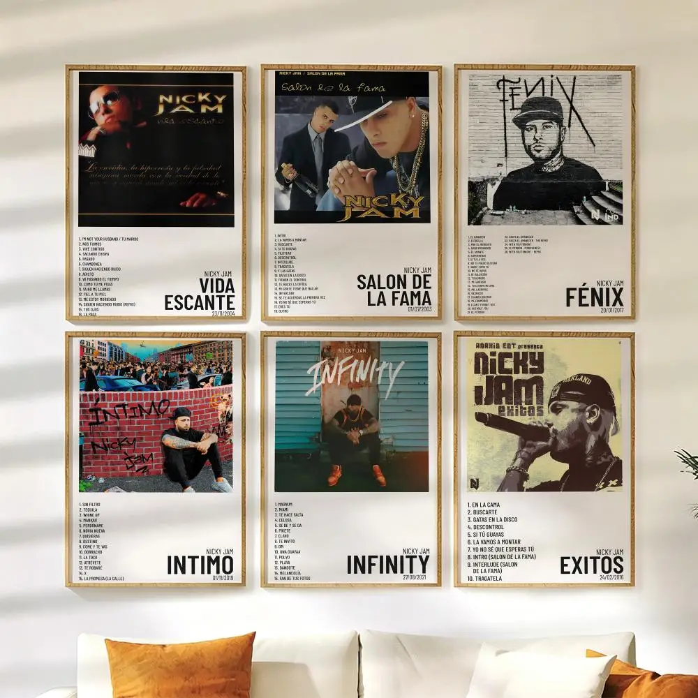 Póster con portada del álbum Singer N-Nicky Jam, decoración artística de pared autoadhesiva, versátil, HD, resistente al agua, para el hogar y el dormitorio
