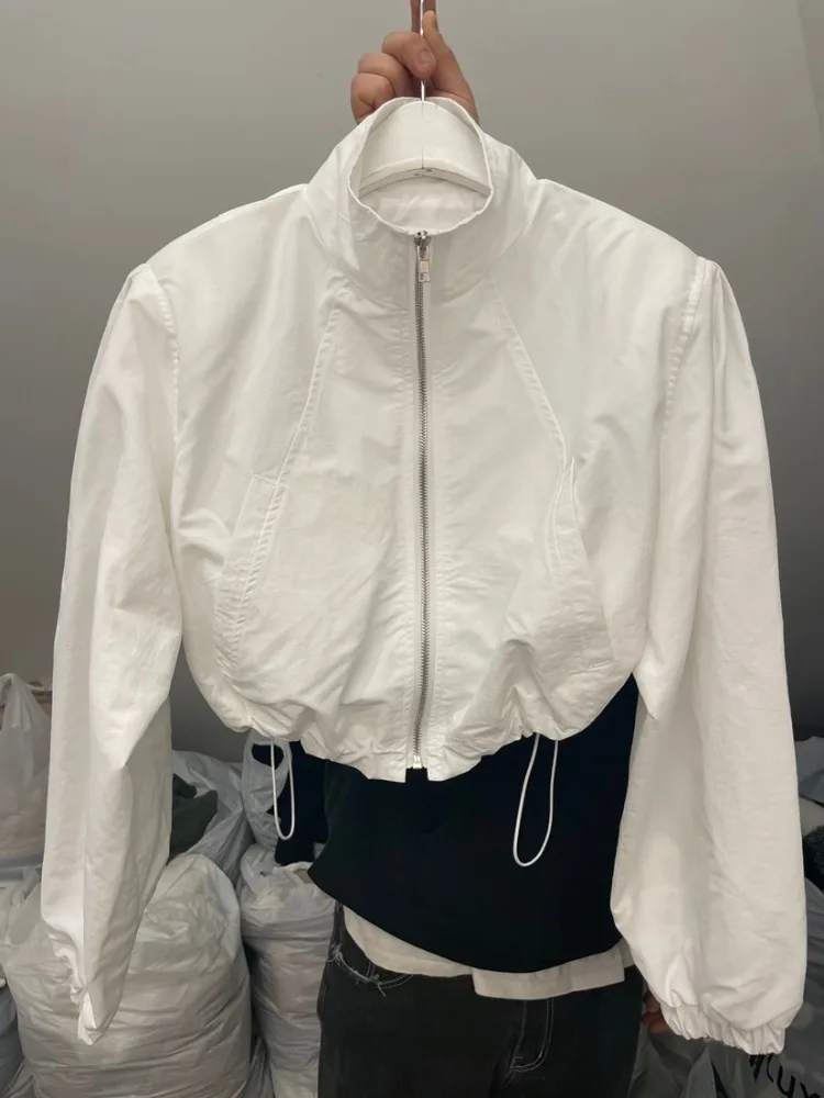 

Fall 2025 Casual Dstring Zipper Bubble Long Sve ort Sportswear Jaet Women's Sun Protection Outerwear Coat