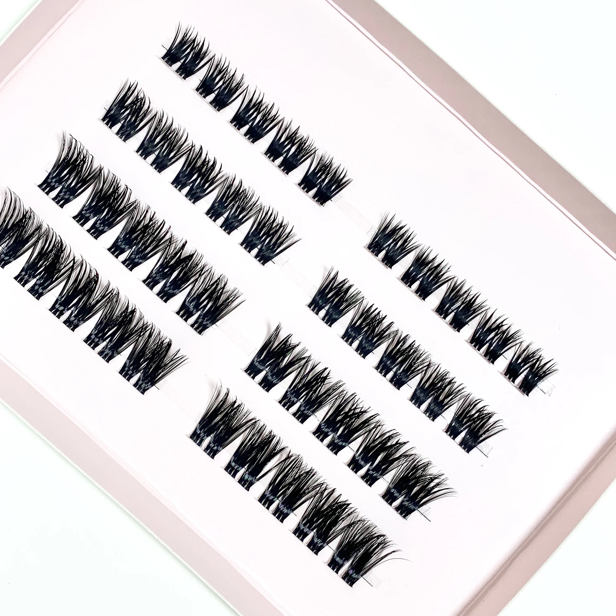 1 Box 40 pcs Individual Cluster Lashes DIY Lash Extension 10-16mm Volume Cluster Lashes Super Thin Band Reusable False Eyelashes