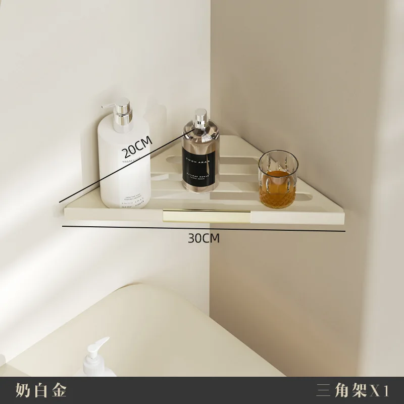 

Bathroom rack Corner rack Double layer non-punching wall hanging Single layer cream wind Toilet corner stainless steel Three new