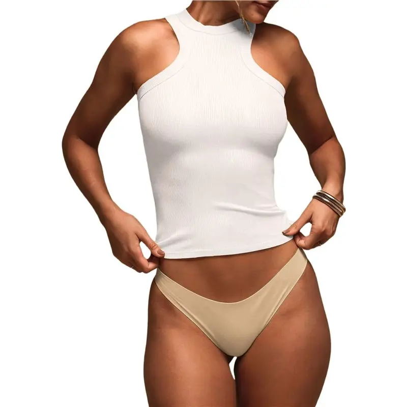 

Женская майка CYL без рукавов с высоким воротом, повседневная, базовая, из хлопкового трикотажа, облегающая