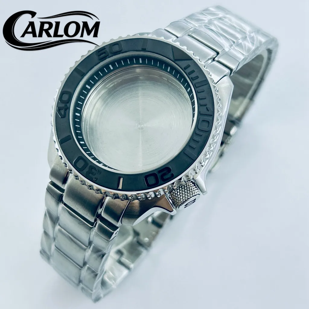 

Корпус часов NH 42 мм для механизмов NH34, NH35, NH36, NH38, NH39, NH70, NH72, SKX007, S, с коронкой 3.8, черный керамический алюминиевый безель, серебристый.