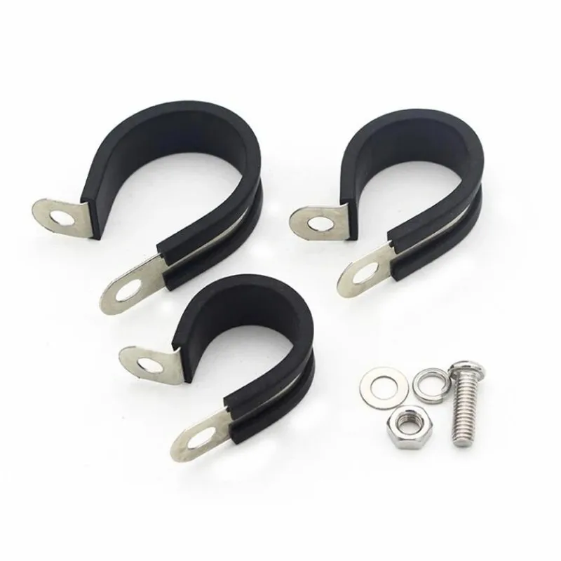 4 PCS Rubber Lined P Clips 304 Stainless Steel R-type P-Clip Wire and Cable Hose Pipe Clamp Fixed Bracket 6mm/8/10/12-50mm