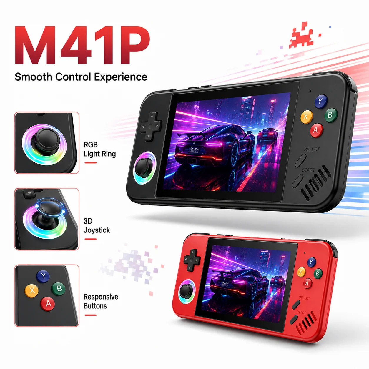 Retro Gaming Uk - เครื่องเล่นเกมพกพาขนาดกะทัดรัด M41P หน้าจอ LCD น้ำหนักเบาขนาด 4.2