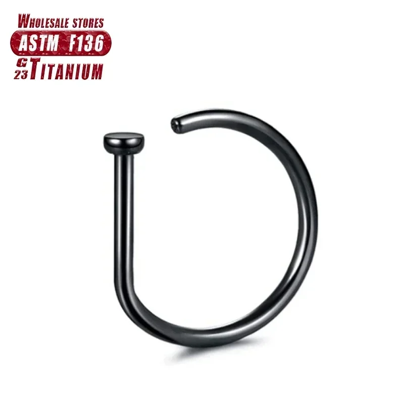Titanium Piercing Nose Ring D-shaped Tragus Stud Hoop