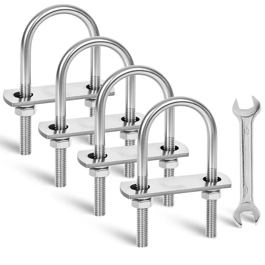 

4 Sets M8 UBoltsuBolts 2" 50mm Wide 304 Stainless Steel uBolts with Nuts Bolt Plate and washe (4 M8 x 50mm x 100mm)