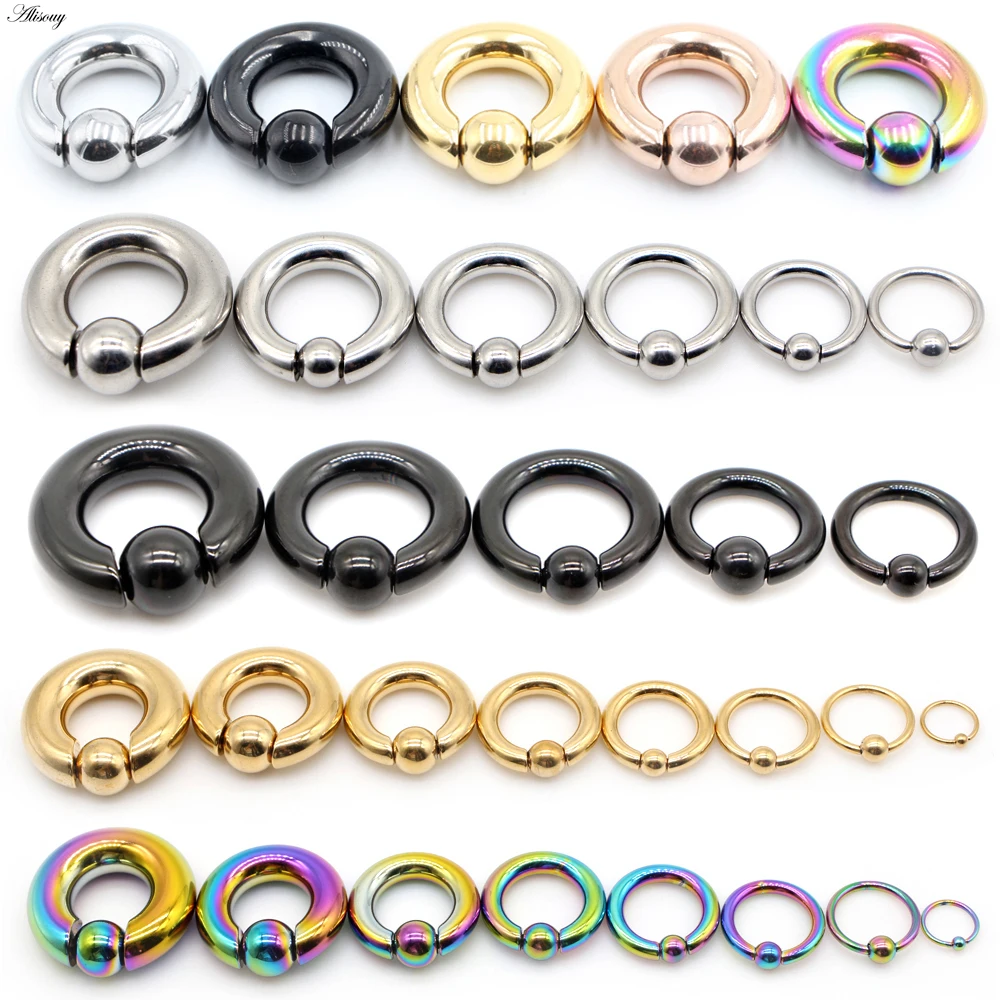 Alisouy 1pc Surgical Steel Captive Hoop Rings BCR Ring Eyebrow Ear Tragus Piercing Nose Closure Nipple Bar Lips Body Jewelry