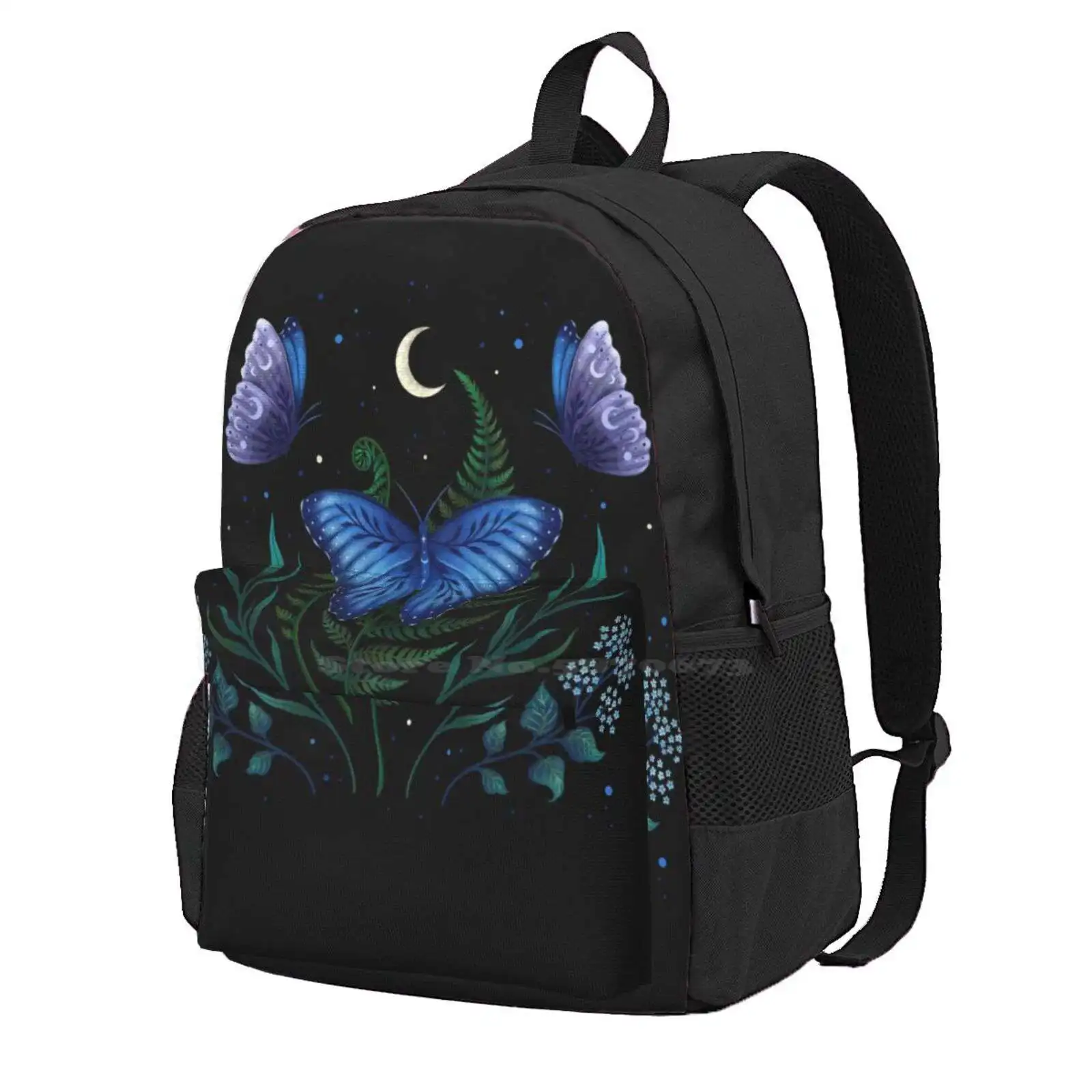 Blue Morpho Butterfly Hot Sale Schoolbag Backpack Fashion Bags Night Garden Moon Light Moonshine Moth Insect Lunar Butterfly