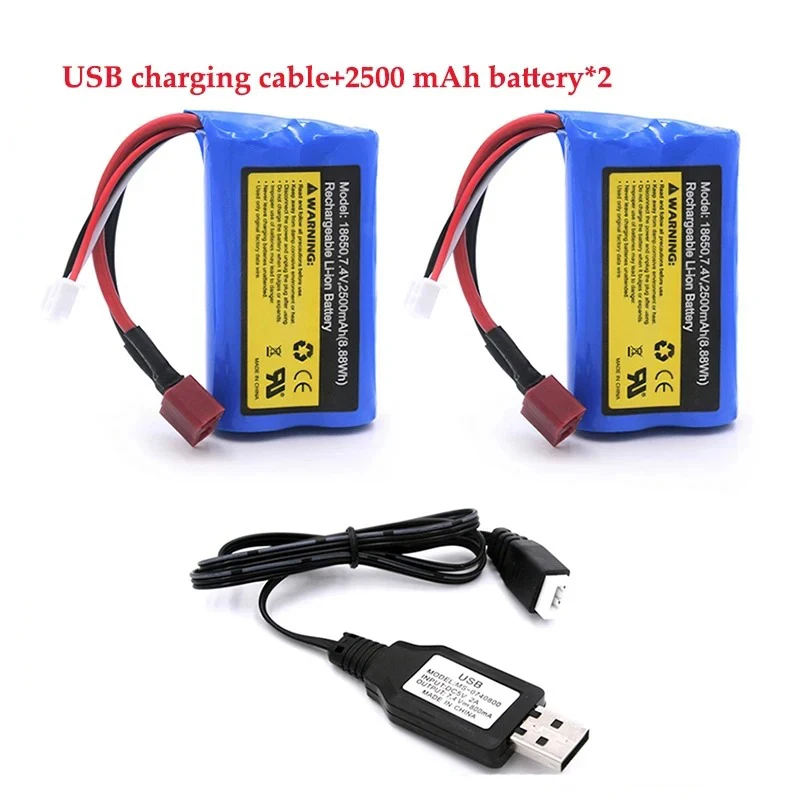 HRB-Batterie Lipo 2S 2500mAh 7.4V pour SCY 16103 16102 16101 JJRC Q130 RC, pièces de voiture RC, batterie au Lithium AA 14 + y