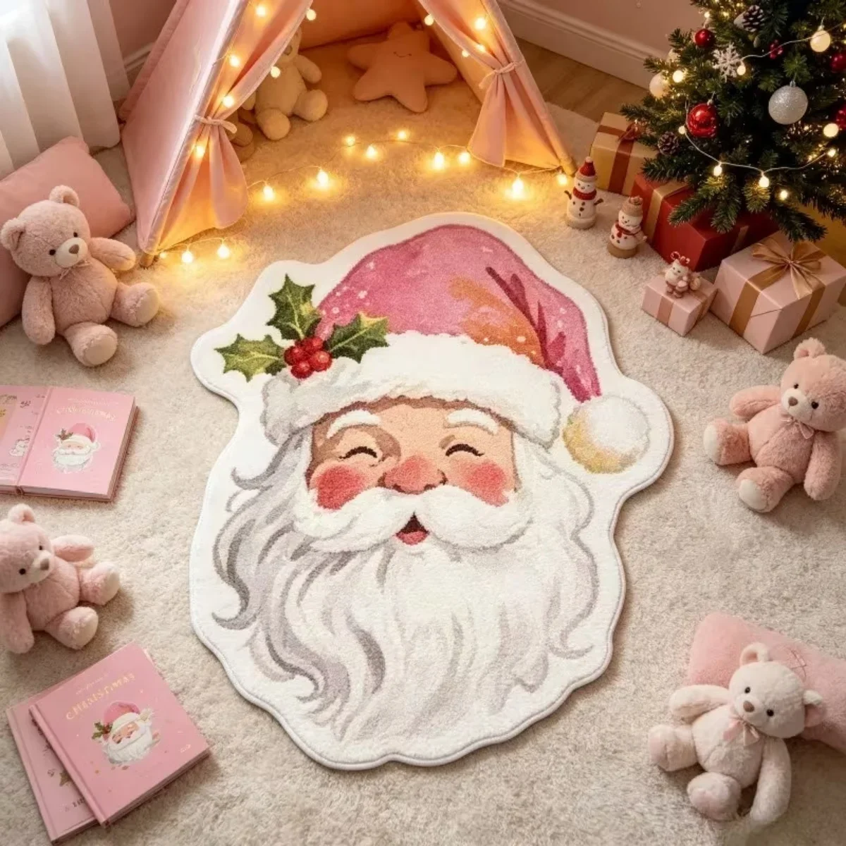 B14LYX  Christmas Rug Santa Claus Door Mat Festive Holiday Home Decor Floor Carpet Cozy Welcome Mat Free Shipping Hot Sale