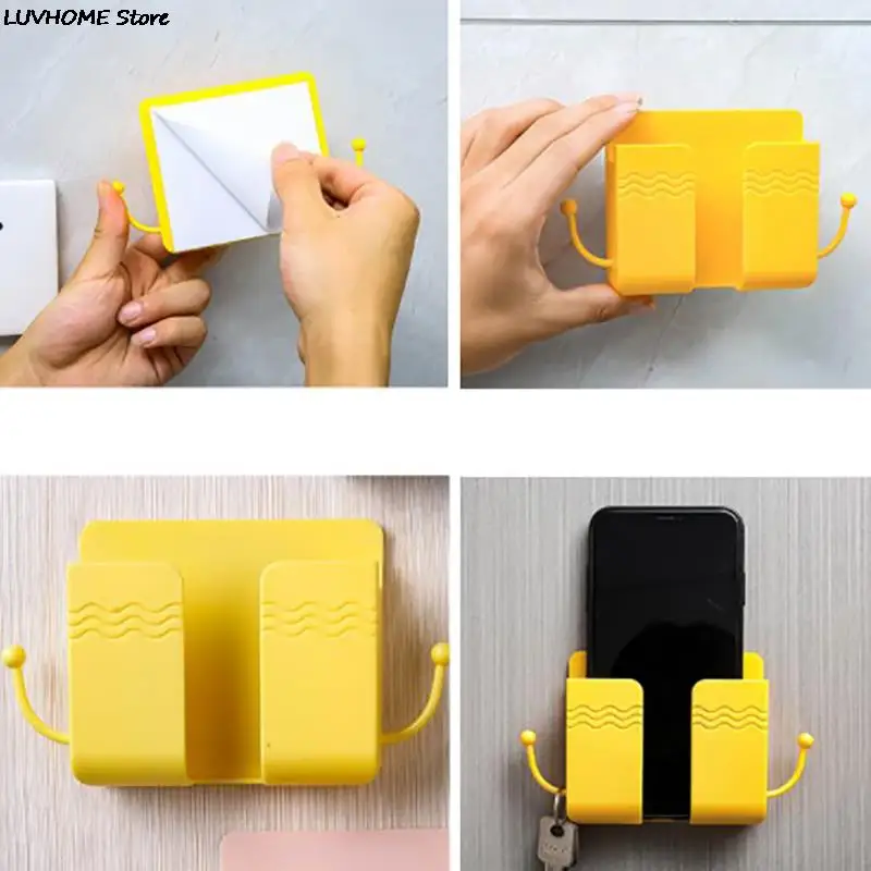 Wall Mounted Storage Box Remote Control Case Phone Plug Charging Holder Rack