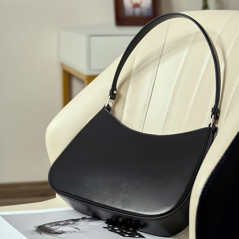 Genuine Leather Armpit Women\'s Bag 2024 New Niche Design Luxury Bag White Fashion Versatile Shoulder Bag for Women