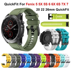 Garmin Fenix 6,6x pro,7,7x,5 plus,epix 3時間,20mm, 22mm, 26mm用の交換用クイックリリースストラップ