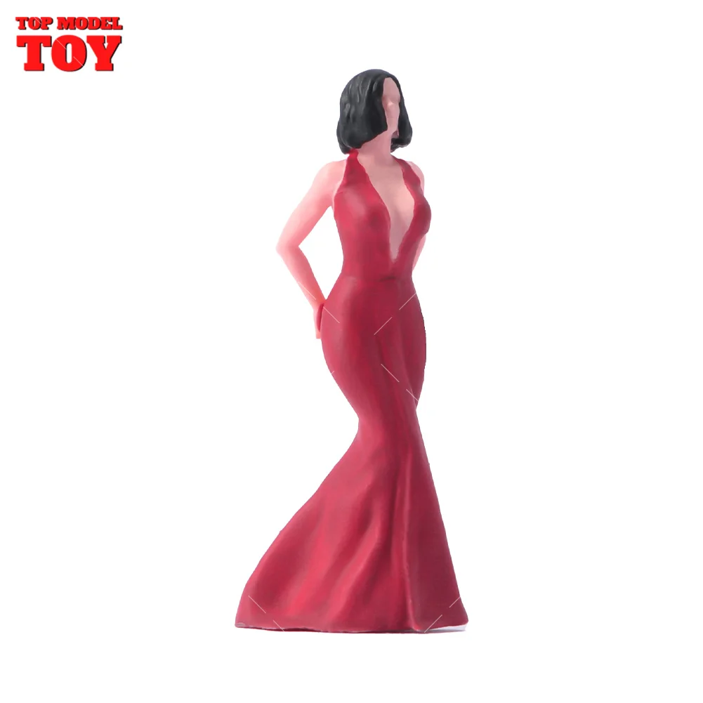 Geschilderde Miniaturen 1/64 1/87 1/43 1/18 1/24 Dragen Avondjurk Meisje Vrouwelijke Scène Figuur Accessoire Ongeverfd Model Voor Versieren