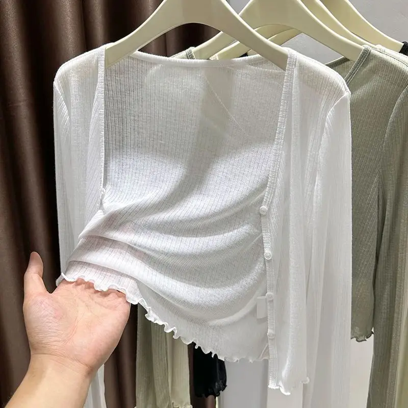 

Женский летний кардиган больших размеров из тонкого ледяного шелка с защитой от солнца, с коротким рукавом, верхняя одежда для весны и осени